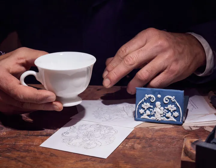Porcelain craft inspection close up