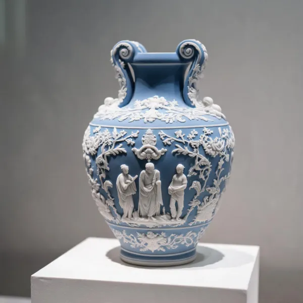 Jasperware vase with classical relief